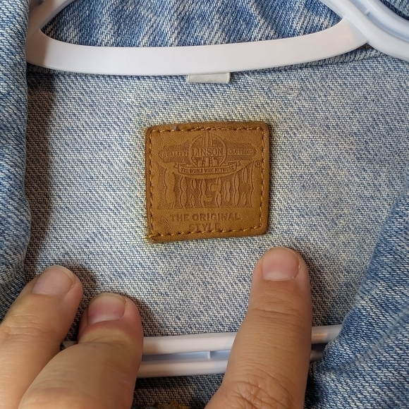 Vintage Linson Harley Davidson Patched Cropped Denim Jacket Women's Large *Stain - Picture 5 of 13